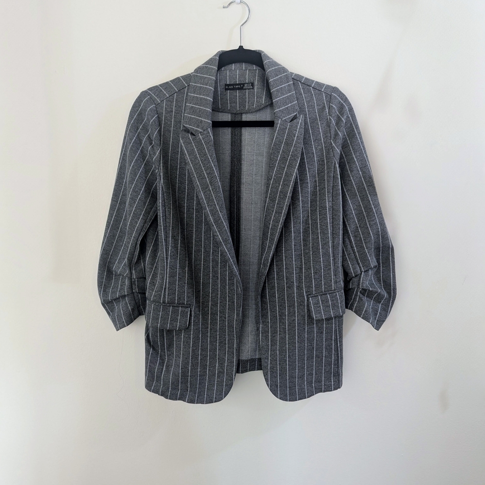 Black Tape Gray Striped Women's Blazer